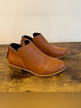 Tan Vegan Leather Ankle Boots